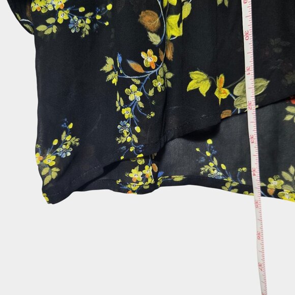 Anthropologie Jamison Floral Ruffles Flowy Tunic Blouse M Romantic Whimsy Goth - Picture 9 of 12